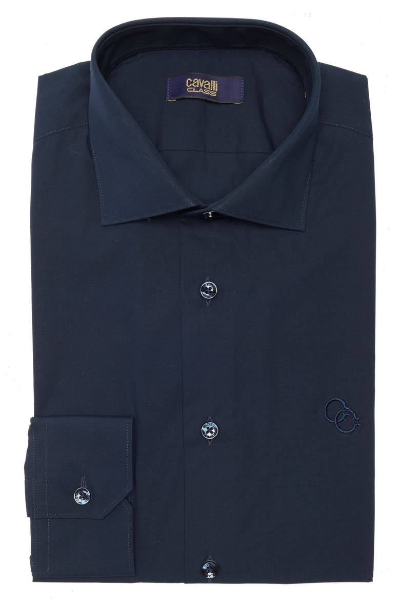 Comfort Fit Cotton Dress Shirt, Alternate, color, NAVY