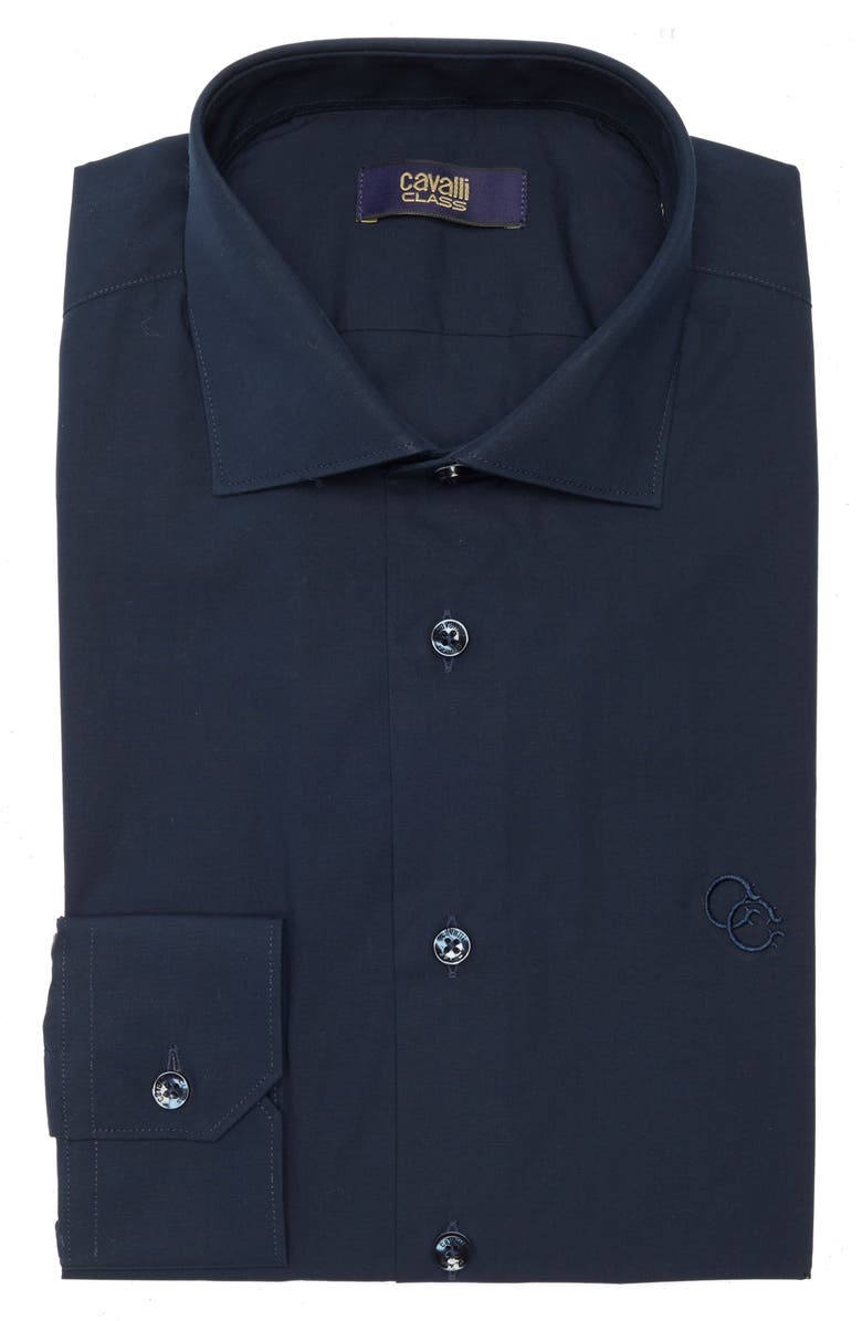 Cavalli Class Comfort Fit Cotton Dress Shirt, Alternate, color, Navy