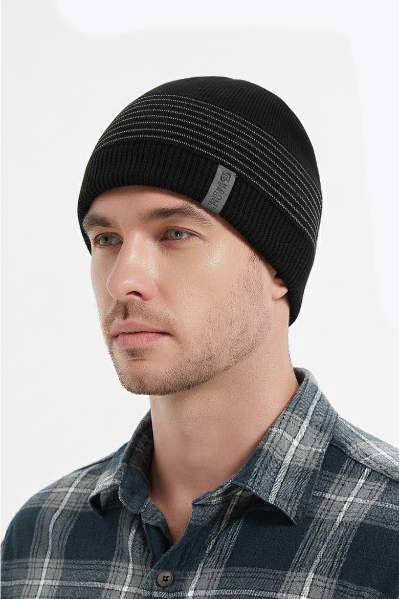 Ribdon Men's Reflective Stripe Beanie, Alternate, color, Black