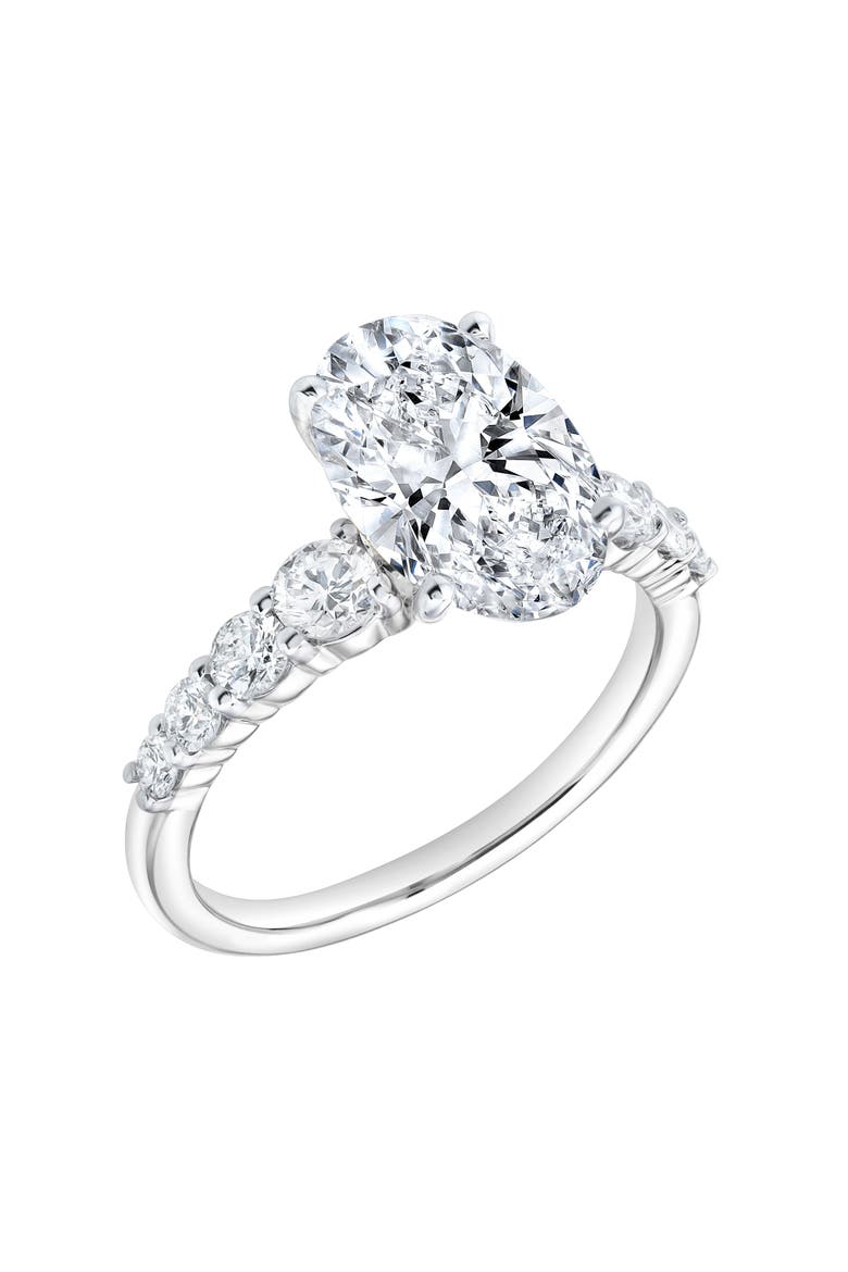 Julia 14K White Gold Oval Lab Grown Diamond Engagement Ring - 3.7 Ct, Alternate, color, 14K White Gold