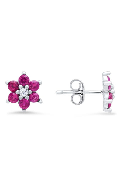 Petitie Floral Cubic Zirconia Stud Earrings