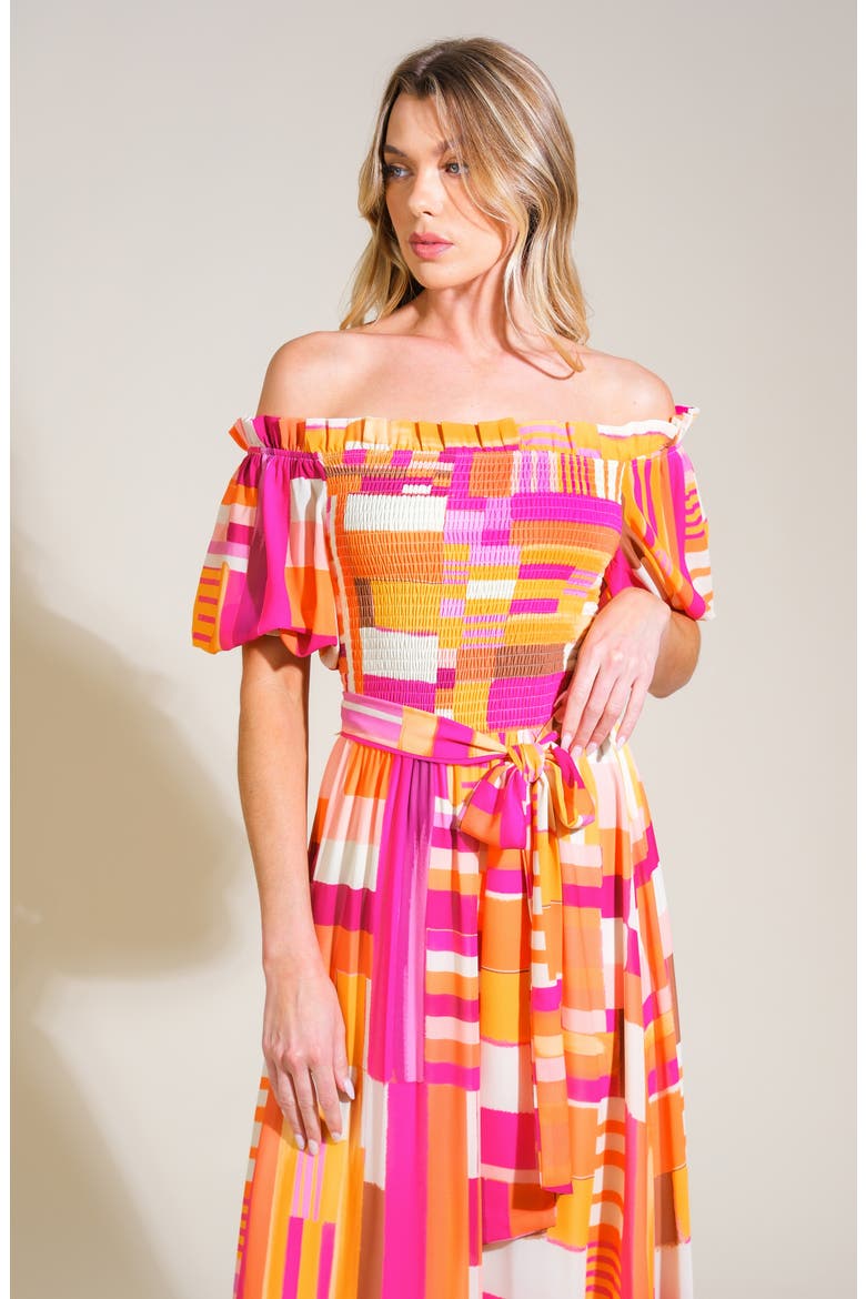Off the Shoulder Puff Sleeve Maxi Dress, Alternate, color, RUST BERRY