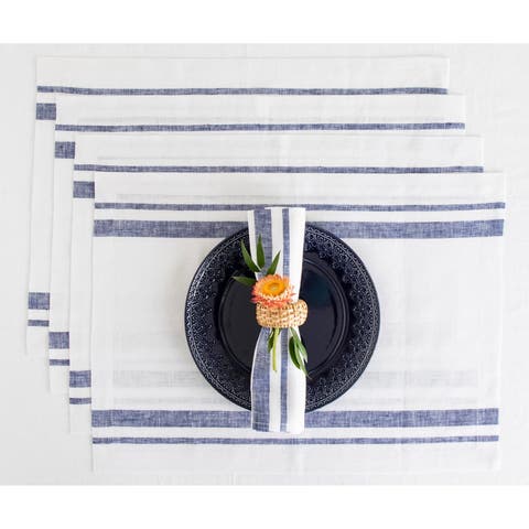 Linen Placemats - French Stripe, 14" x 19" Inch