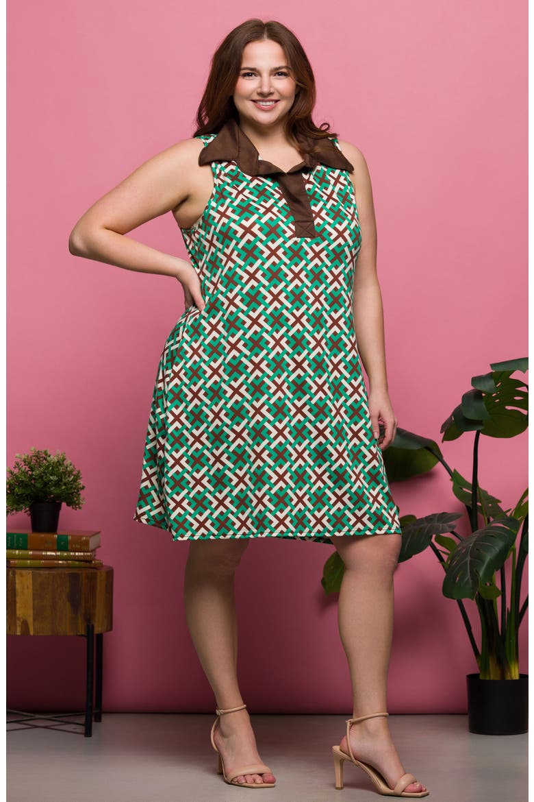 Johnny Collar Sleeveless Shift Dress, Alternate, color, GREEN MULTI