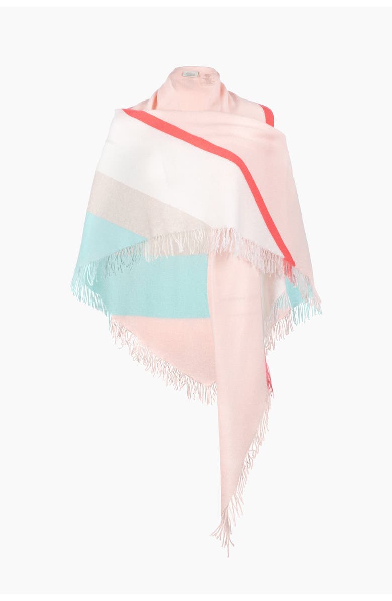 Kinross Cashmere Striped Fringe Triangle Wrap, Main, color, Blush Multi