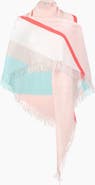 Kinross Cashmere Striped Fringe Triangle Wrap
