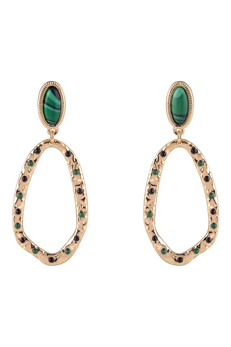 Open Ring Drop Earrings, Main, color, GREEN
