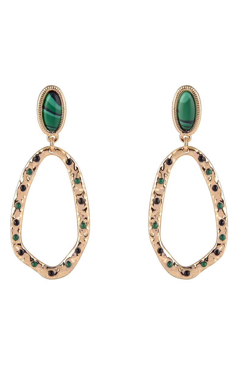Rachel Roy Open Ring Drop Earrings, Main, color, Green