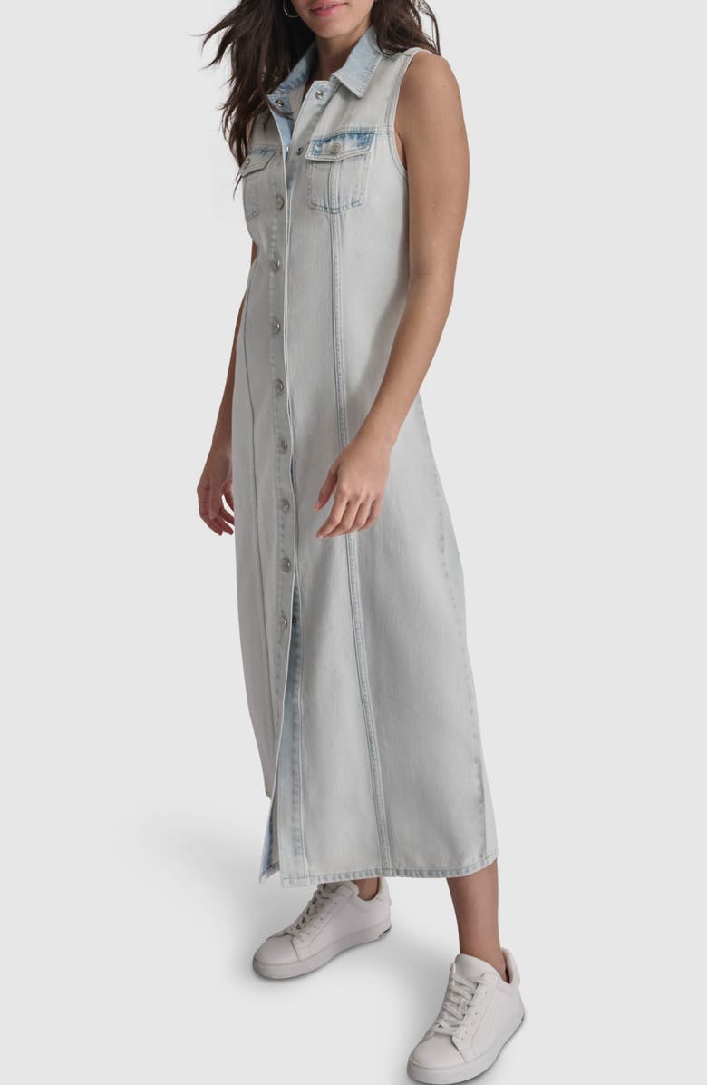 DKNY Jeans Sleeveless Denim Maxi Shirtdress, Alternate, color, Billboard