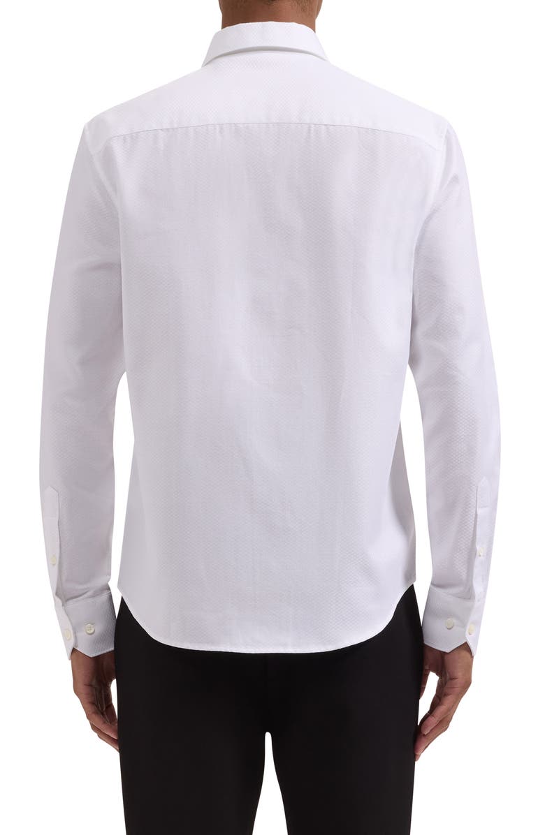 Bugatchi Alvin Shaped Fit Mini Check Button-Up Shirt, Alternate, color, White