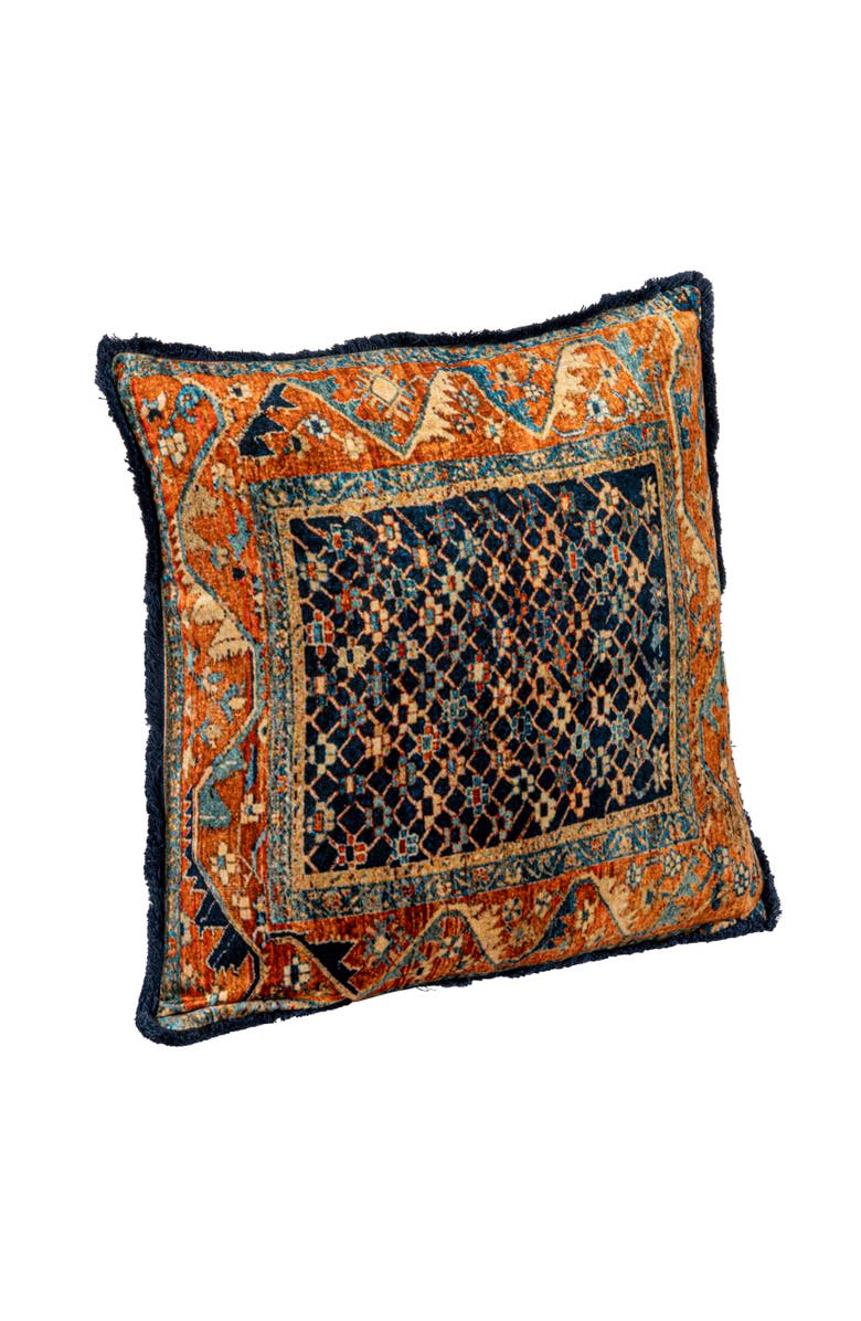 Storied Home Bohemian Rhapsody Velvet Pillow with Vintage Carpet Print, Multicolor, Main, color, Blue