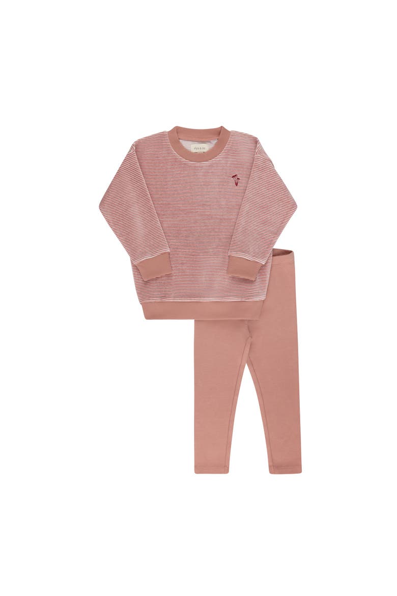 Velour Stripe Collection - Lounge Set, Main, color, Dark Pink