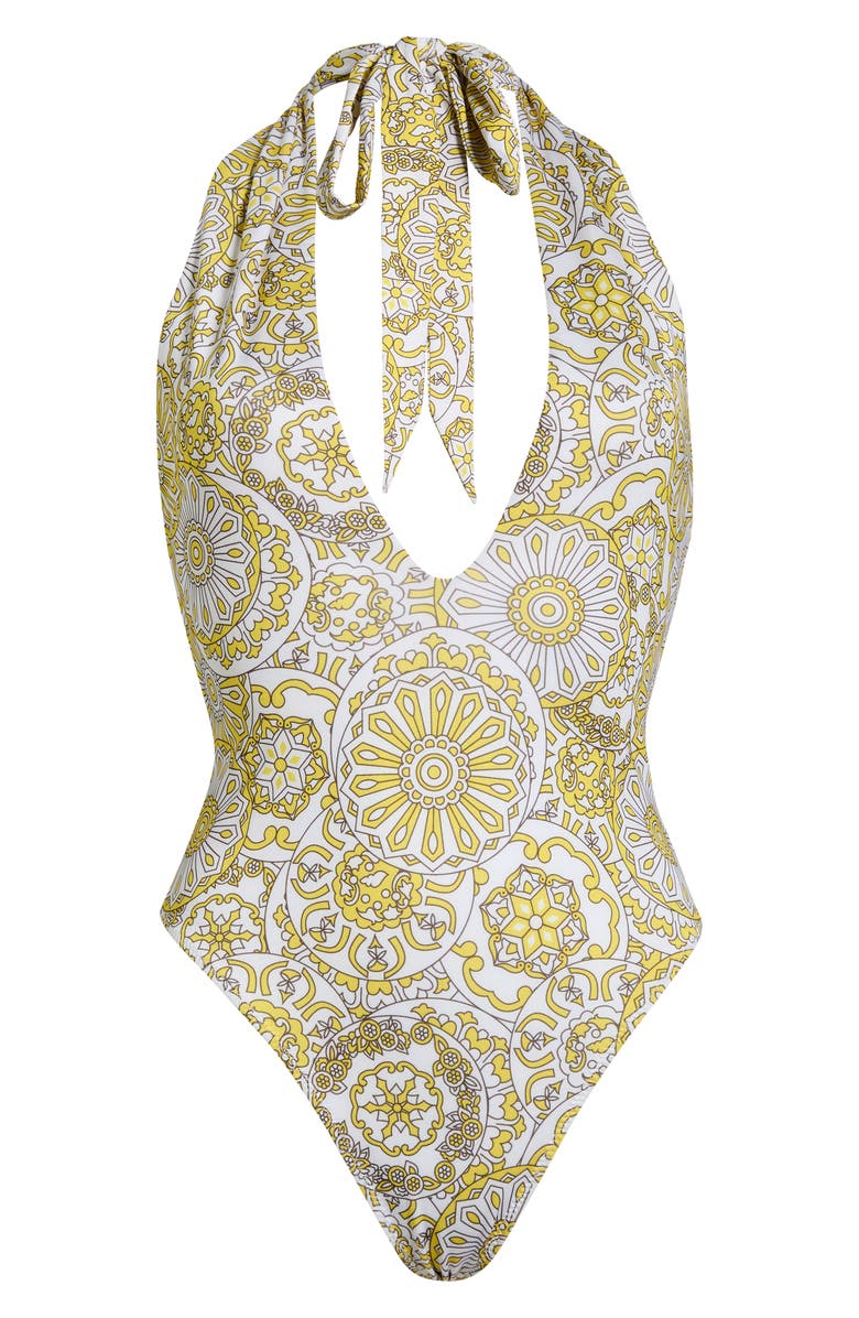 Ramy Brook Lorela Halter One-Piece Swimsuit, Alternate, color, Sunglow Combo