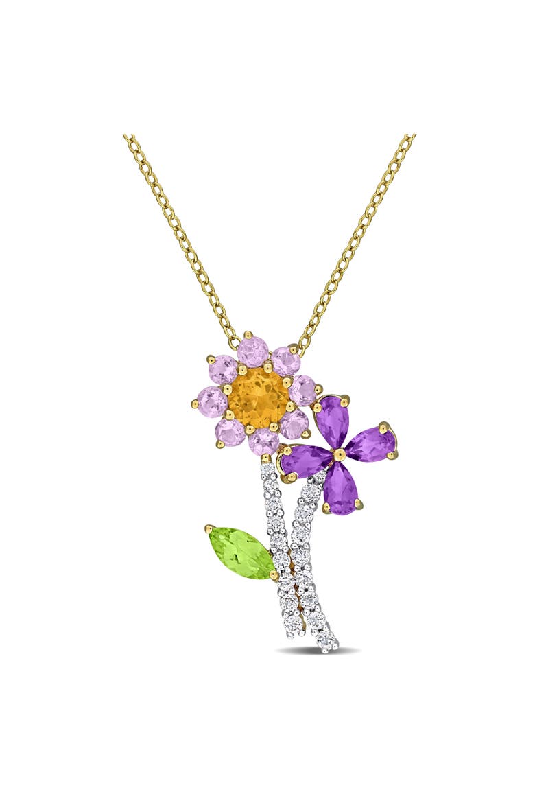 Multi-Gemstone Flower Necklace, Main, color, Amethyst