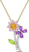 Julianna B. Multi-Gemstone Flower Necklace
