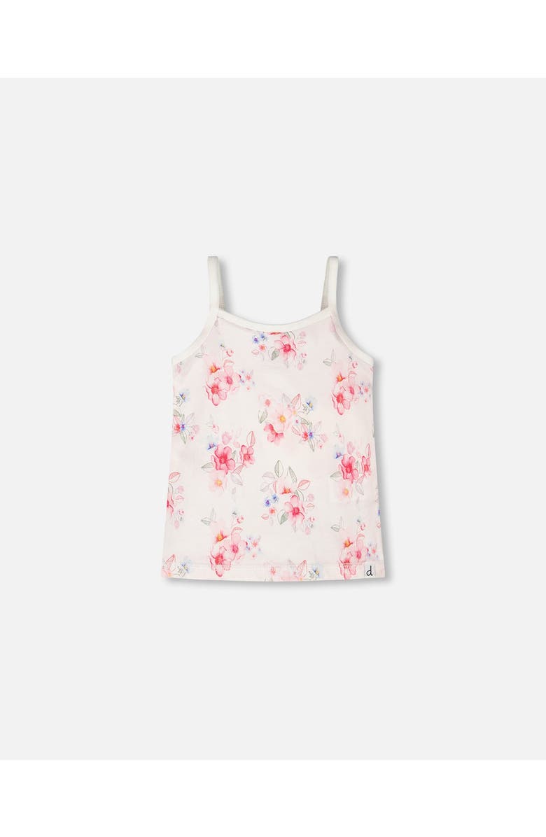 Deux par Deux Organic Cotton Flowers Tank Underwear, Main, color, Pink Printed Flowers