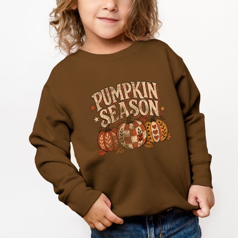 Pumpkin Season Pattern Stars Toddler Graphic Sweatshirt