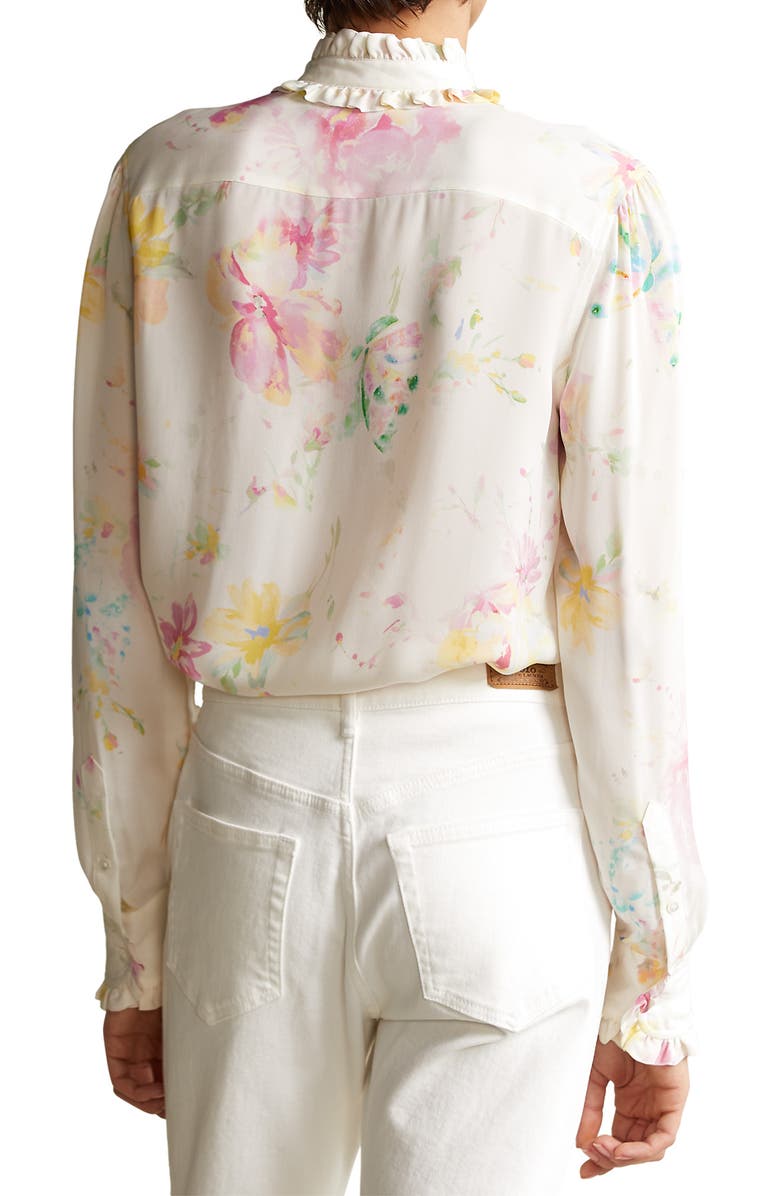 Polo Ralph Lauren Floral Silk Tie Neck Blouse, Alternate, color, 