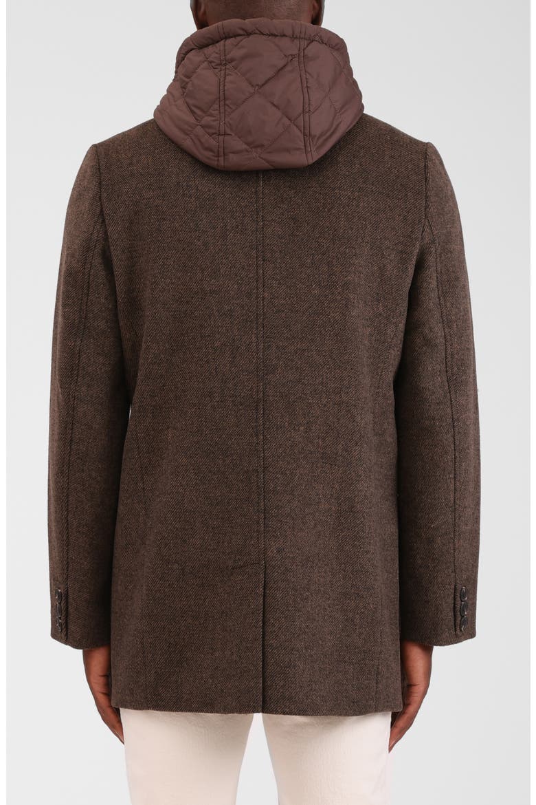 Wool Blend Blazer with Quilted Hooded Bib, Alternate, color, BRINDLE