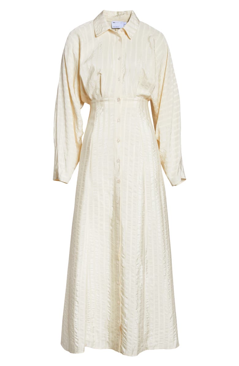 ASOS DESIGN Volume Long Sleeve Maxi Shirtdress, Alternate, color, Cream