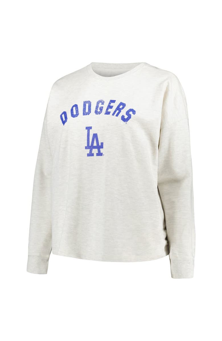 PROFILE Women's Profile Oatmeal Los Angeles Dodgers Plus Size French Terry Pullover Sweatshirt, Alternate, color,
