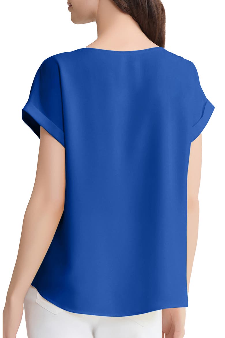 Button Side Short Sleeve Top, Alternate, color, SAPPHIRE