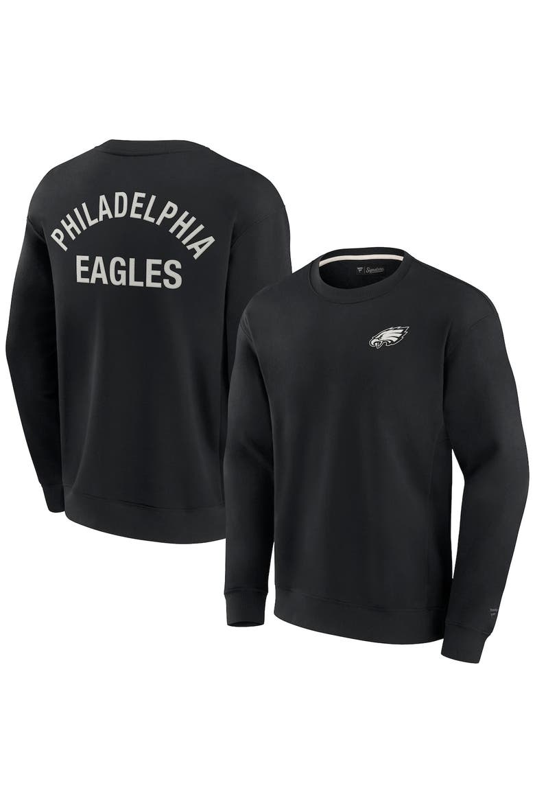 Unisex Fanatics Signature Black Philadelphia Eagles Super Soft Pullover Crew Sweatshirt, Main, color, Black