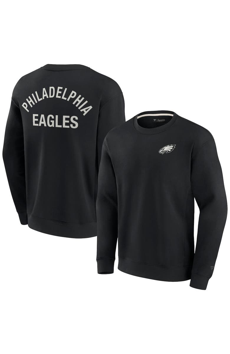 Fanatics Signature Unisex Fanatics Signature Black Philadelphia Eagles Super Soft Pullover Crew Sweatshirt, Main, color,