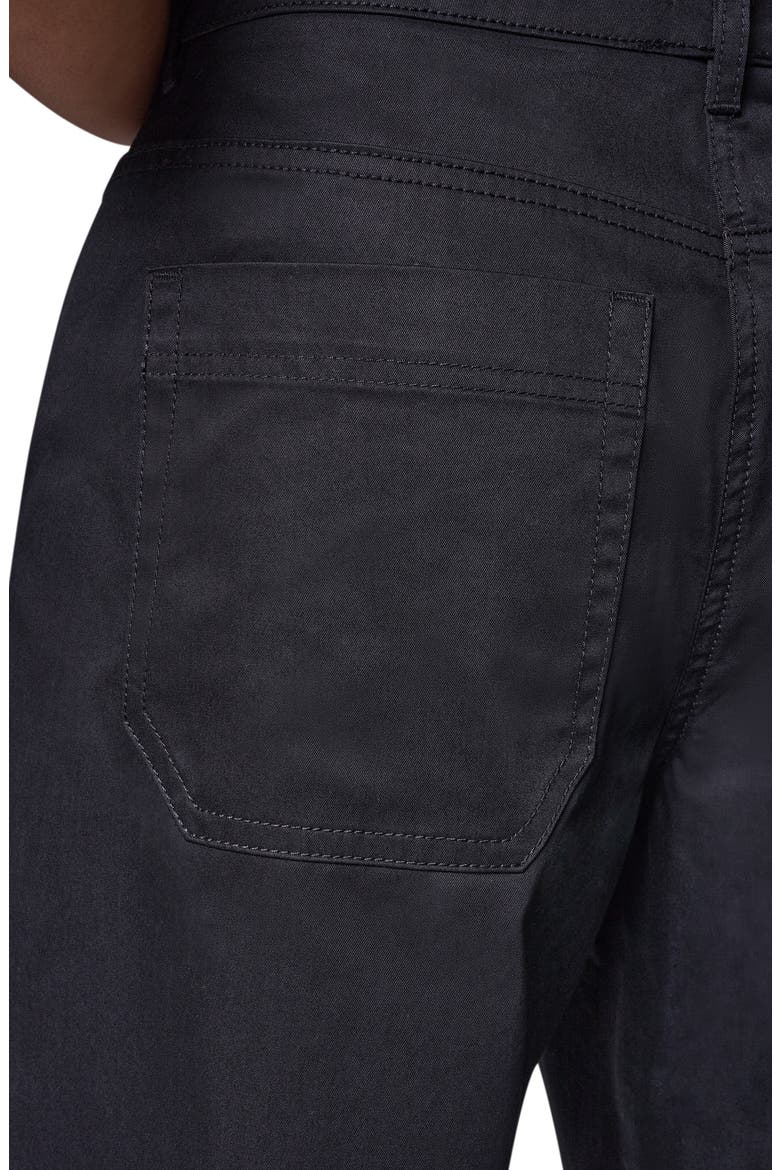 Pintucked Mid Rise Straight Leg Twill Crop Pants, Alternate, color, BLACK