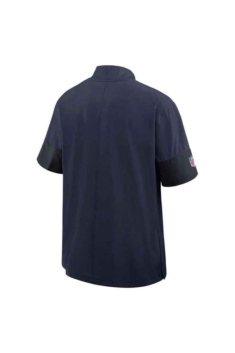 Men's Nike College Navy Seattle Seahawks Sideline Short Sleeve Quarter-Zip Performance Coach Jacket, Alternate, color, College Navy