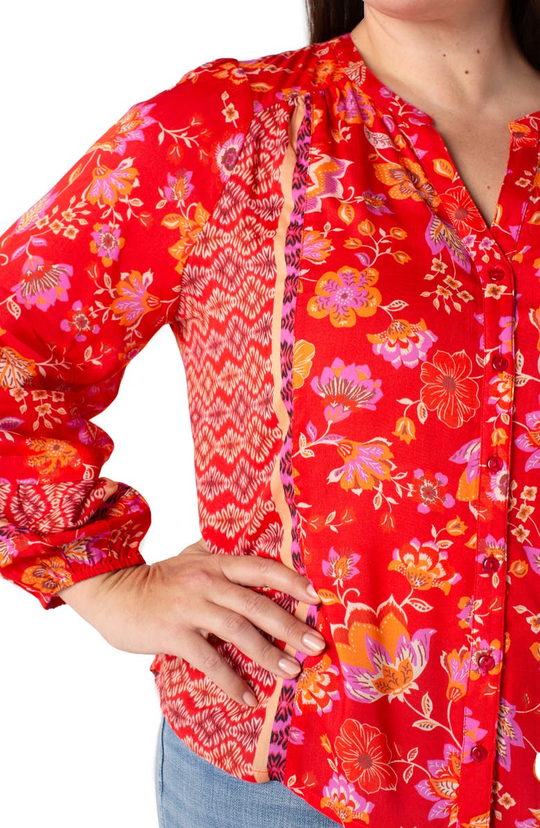 Liverpool Los Angeles Floral Long Sleeve Woven Button-Up Top, Alternate, color,