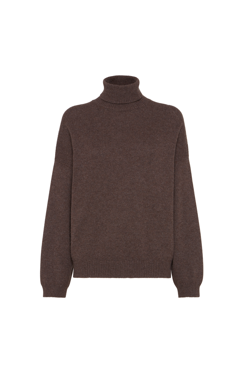 Brunello Cucinelli Turtleneck sweater with monili, Main, color, Rust Brown