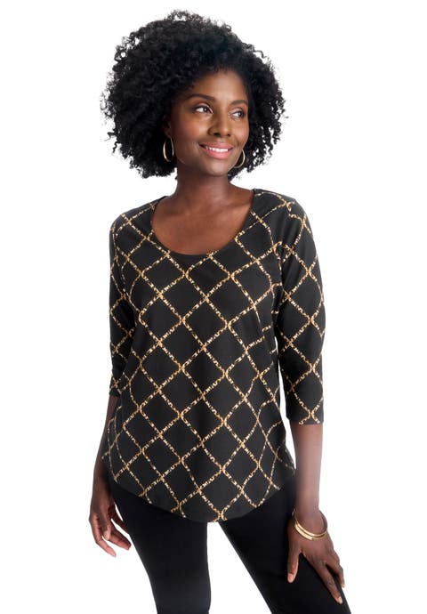 Stretch Cotton Scoop Neck Tee (Plus)