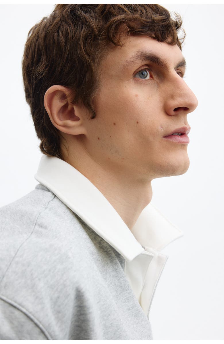 H&M Loose Fit Rugby Sweatshirt, Alternate, color, Light Gray Melange/Color Block