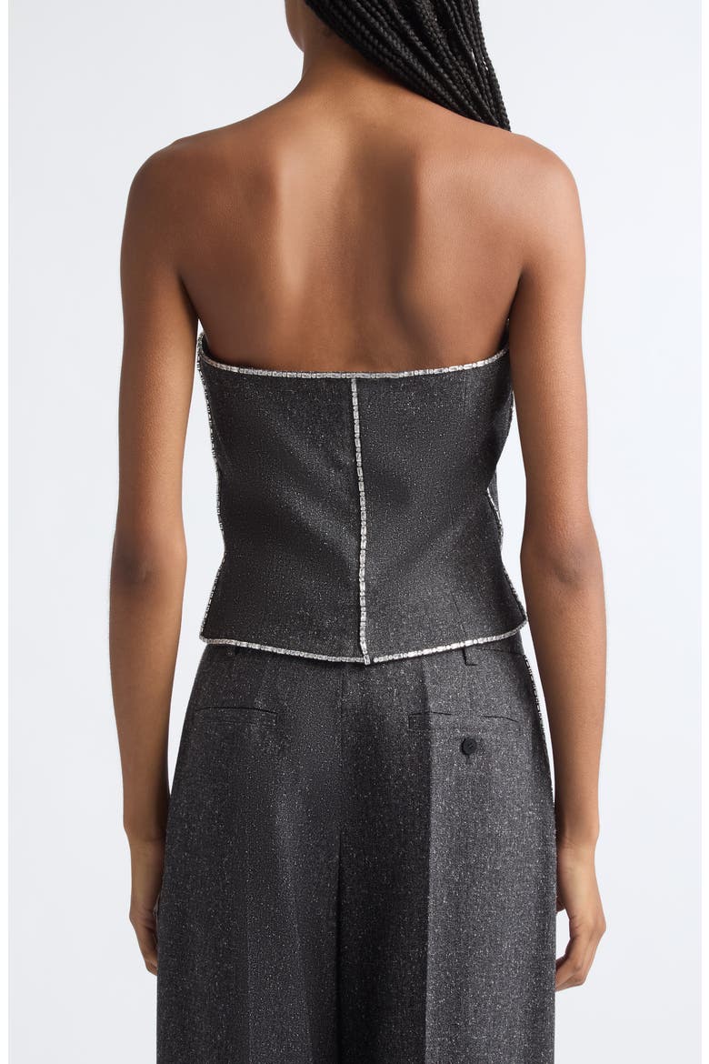 Crystal Trim Strapless Bustier Top, Alternate, color, CHARCOAL
