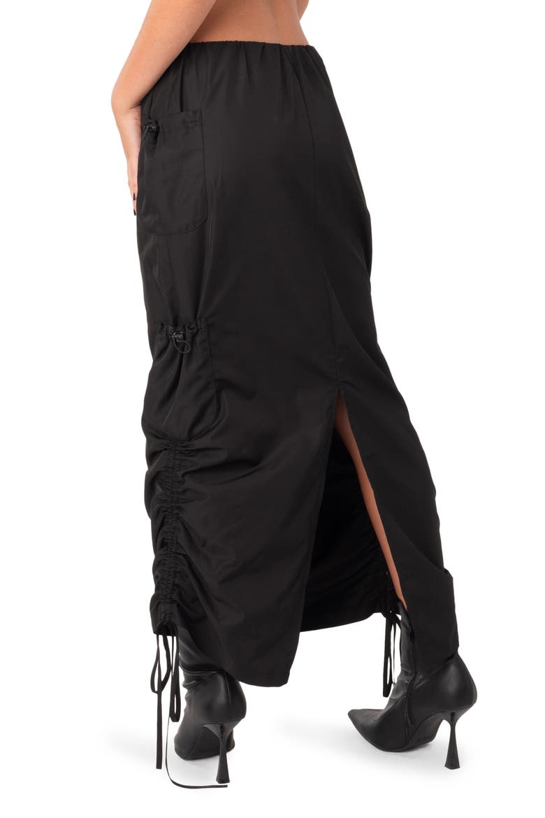 Nylon Cargo Maxi Skirt, Alternate, color, BLACK