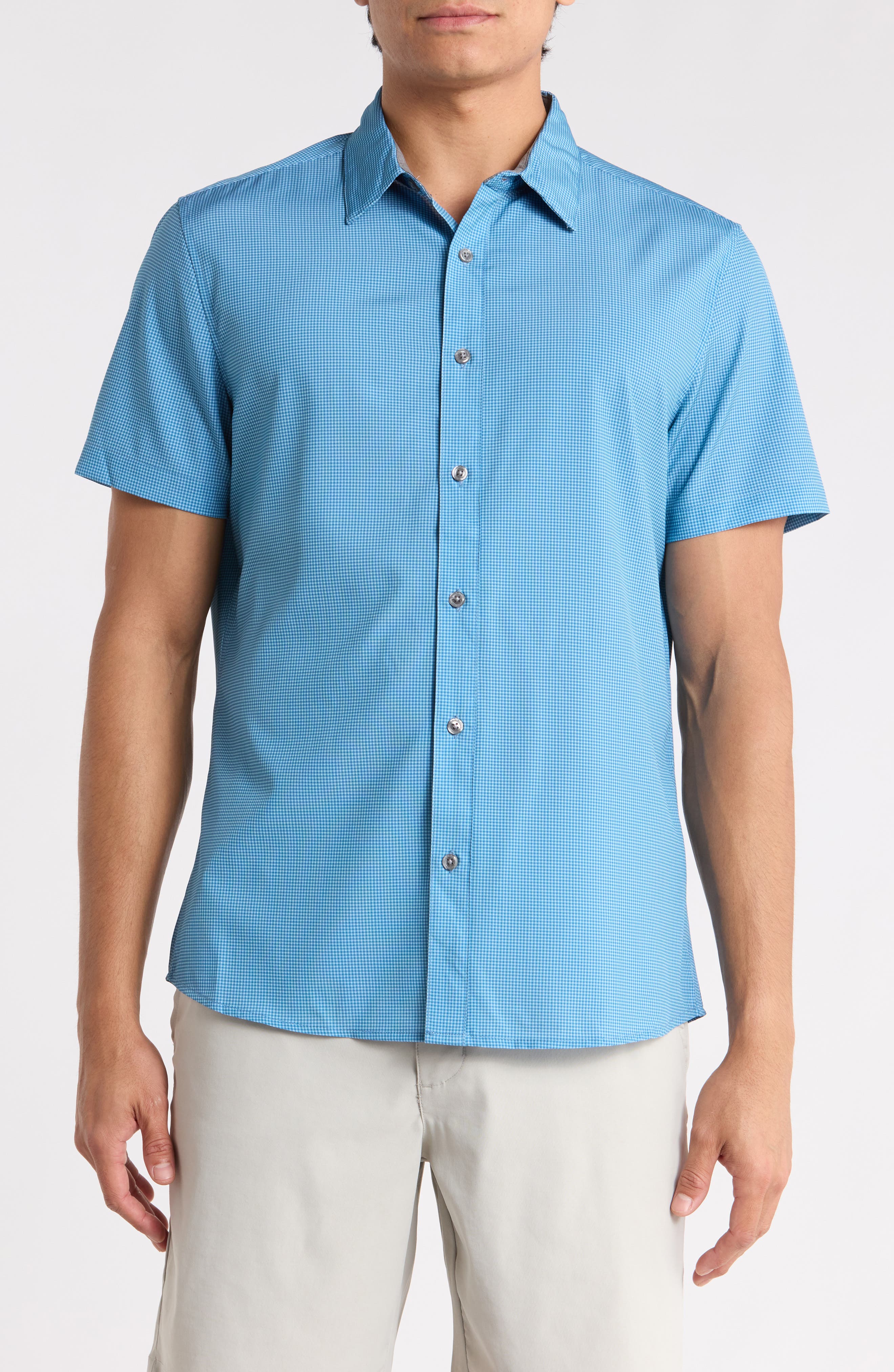 Leo Short Sleeve Button-Up Tech Shirt