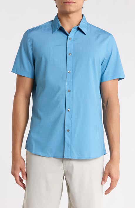 Leo Short Sleeve Button-Up Tech Shirt
