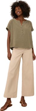 Pact Organic Cotton Coastal Double Gauze Short Sleeve Popover