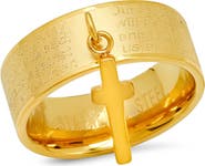 STEELTIME Stainless Steel Lord's Prayer Cross Band Ring