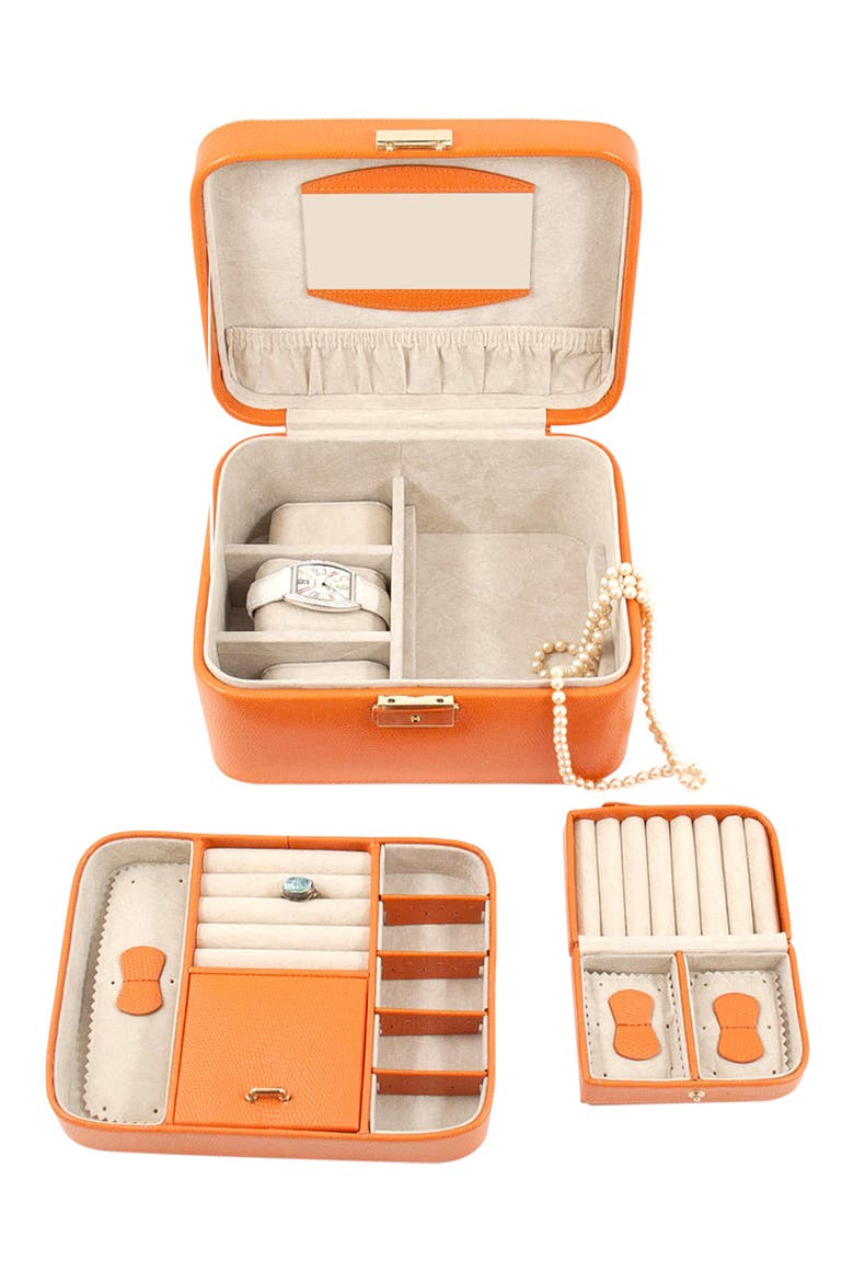 Leather Jewelry Box, Alternate, color, ORANGE