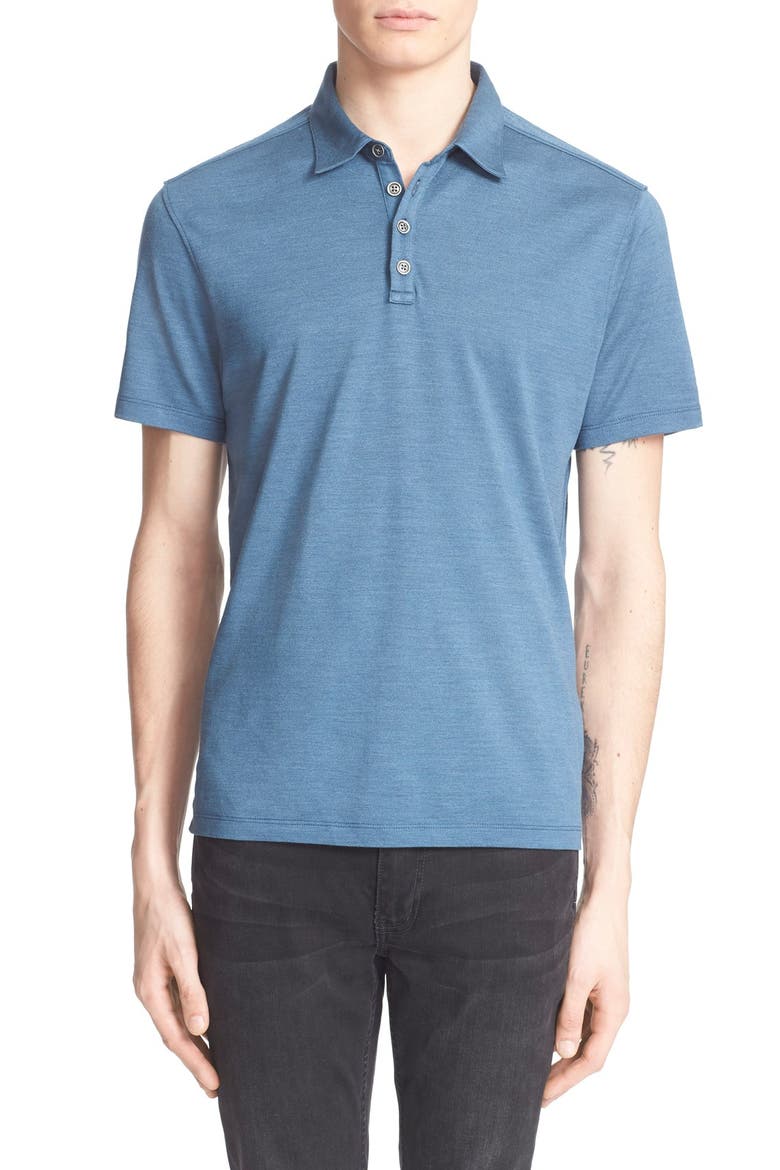 Collection 'Hampton' Silk & Cotton Polo, Main, color, SAPPHIRE