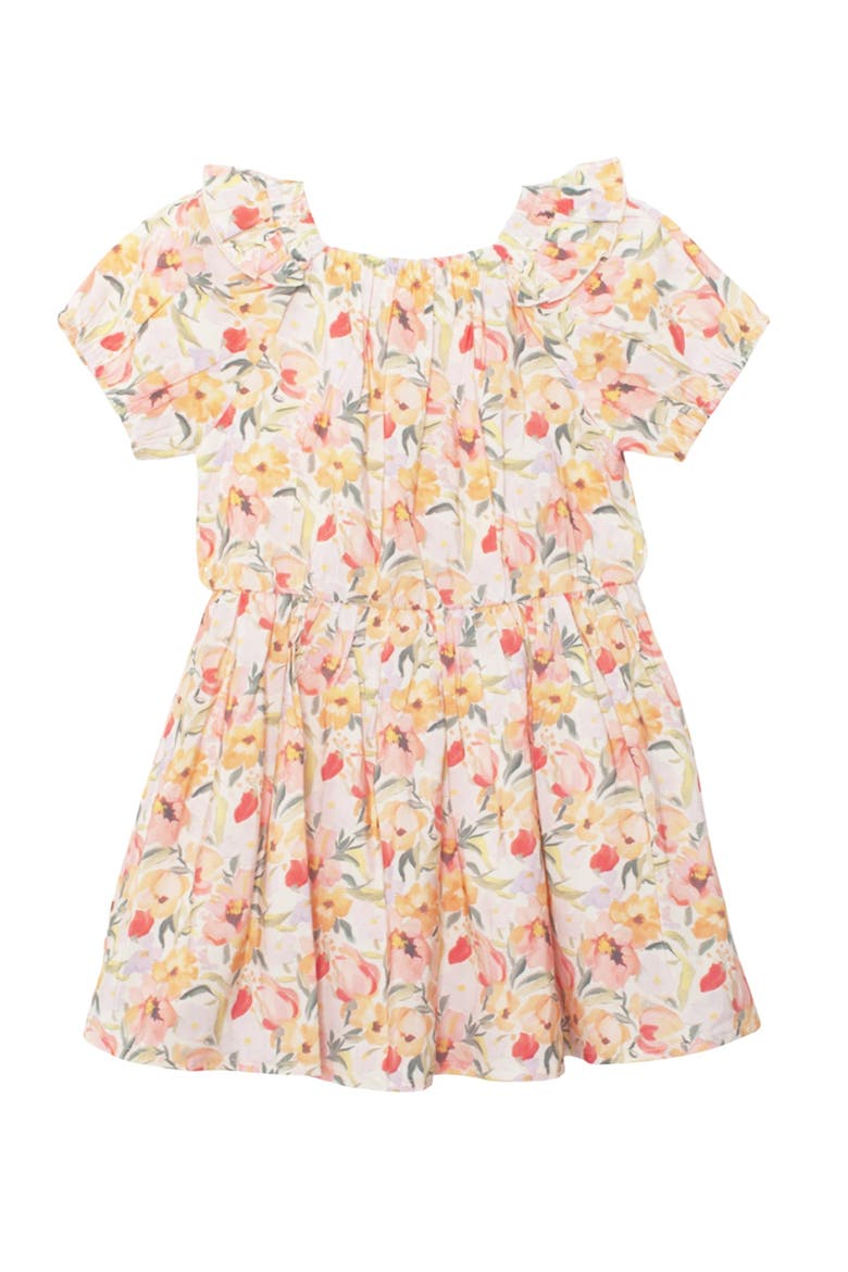Blooming Florals Short Gathered Sleeve Dress, Alternate, color, Pink