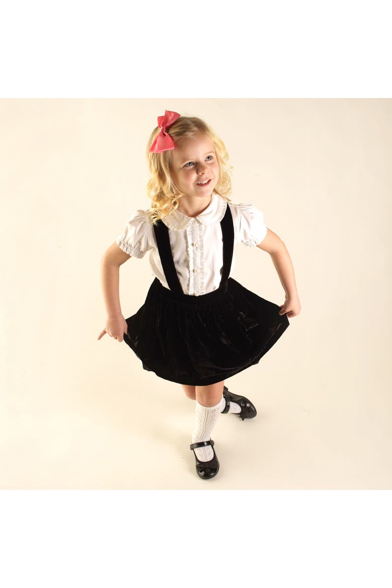 Eloise Black Silk Velvet Pinafore Set, Alternate, color, Black