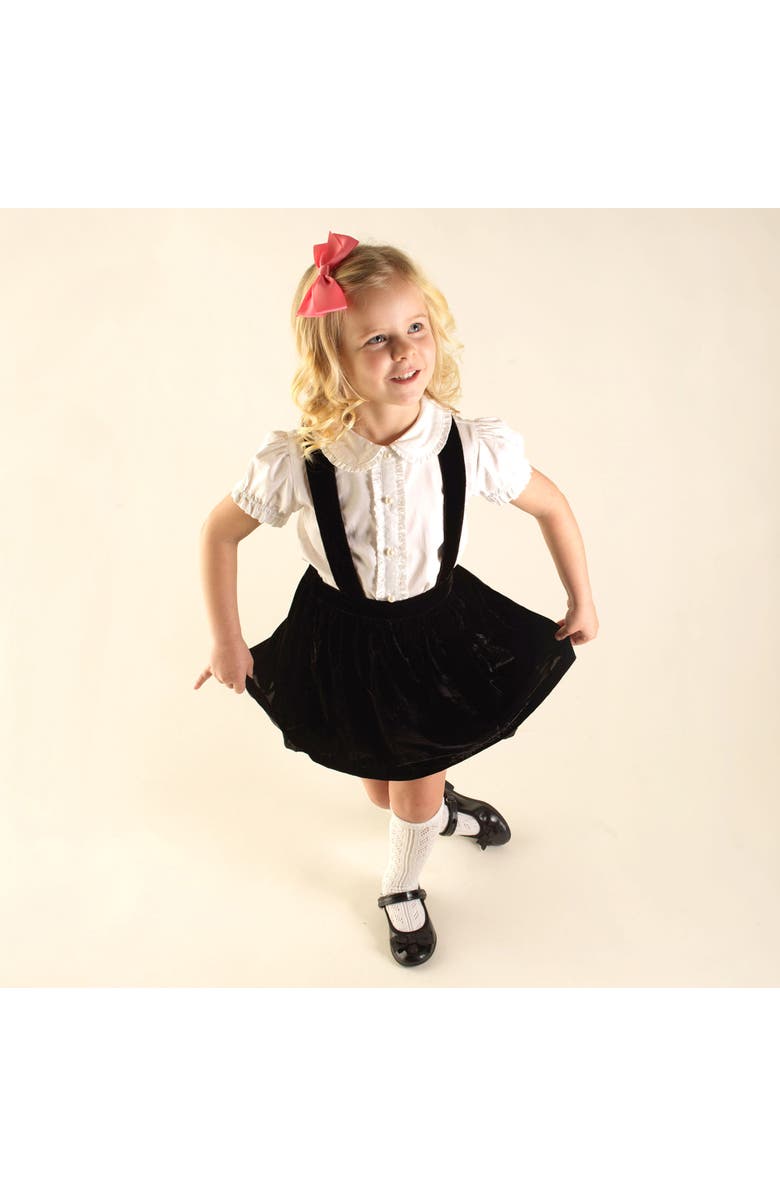 Rachel Riley Eloise Black Silk Velvet Pinafore Set, Alternate, color, Black