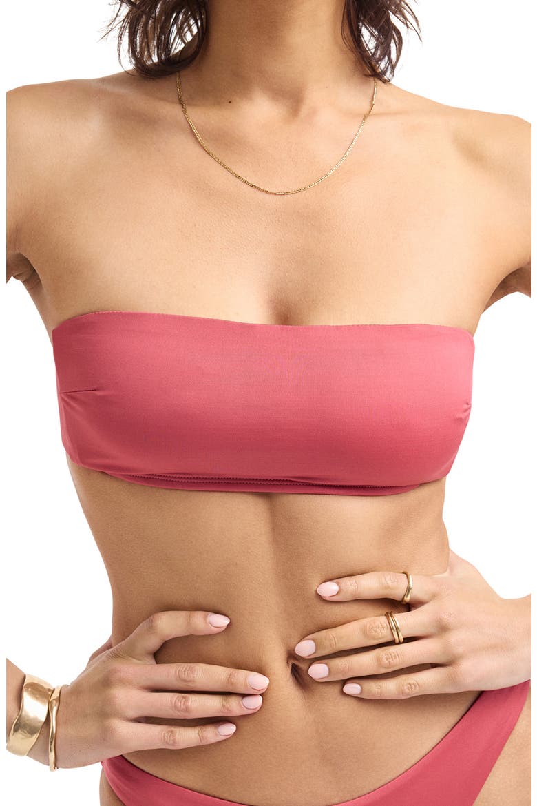 Nala Bandeau Bikini Top, Main, color, WILD ROSE ECOLINEN
