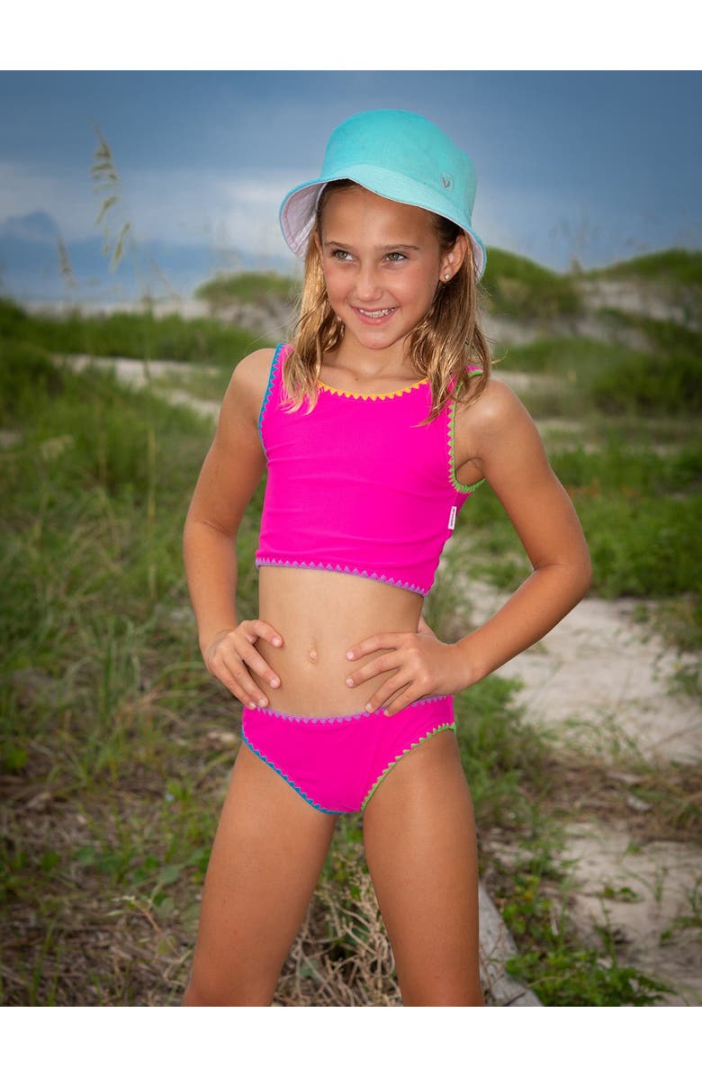 Limeapple Embroidered Tankini Swimsuit, Main, color, Fuchsia