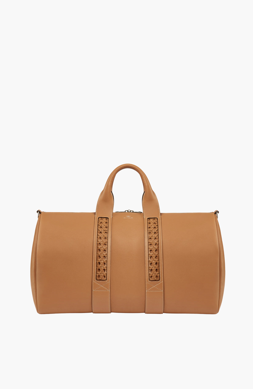 Aviteur Leather Calfskin Weave Duffle Bag In Brown