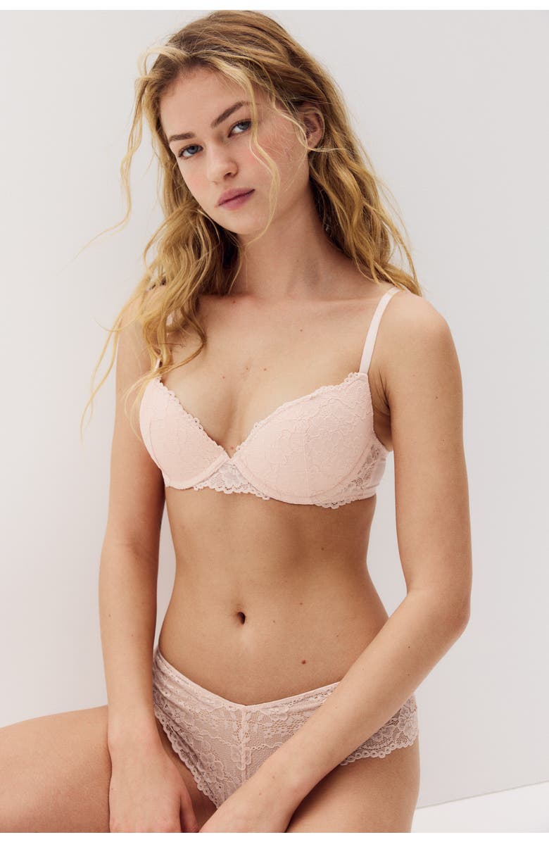 H&M Lace Super Push-up Bra, Alternate, color, Light Pink