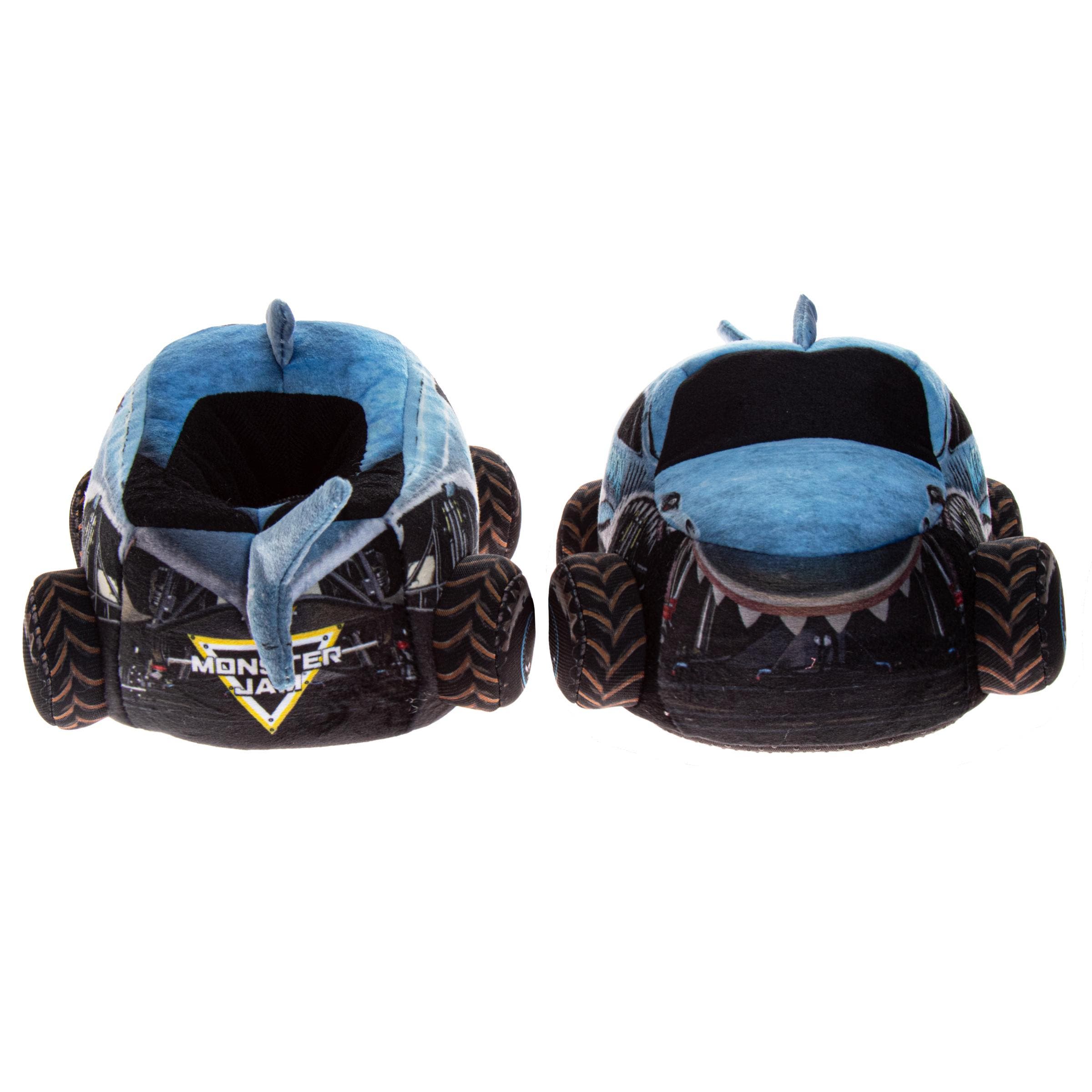 Monster Jam "Megalodon" Boys' 3D Plush Slippers, Alternate, color, Blue Black